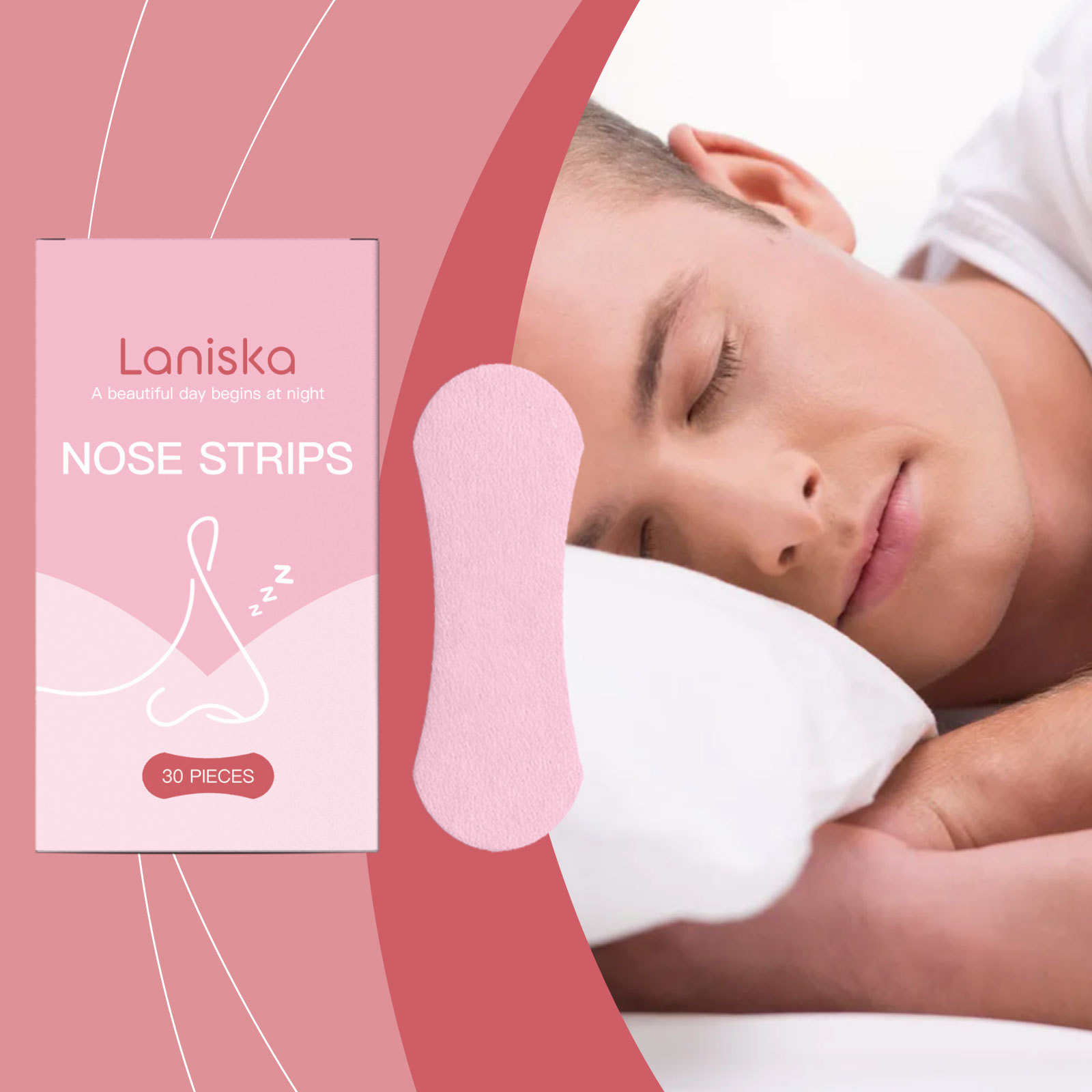 Bandes nasales pour le sommeil pour les soins du corps - soin en douceur la nuit, sommeil paisible et confortable, emballage de base, patch nasal