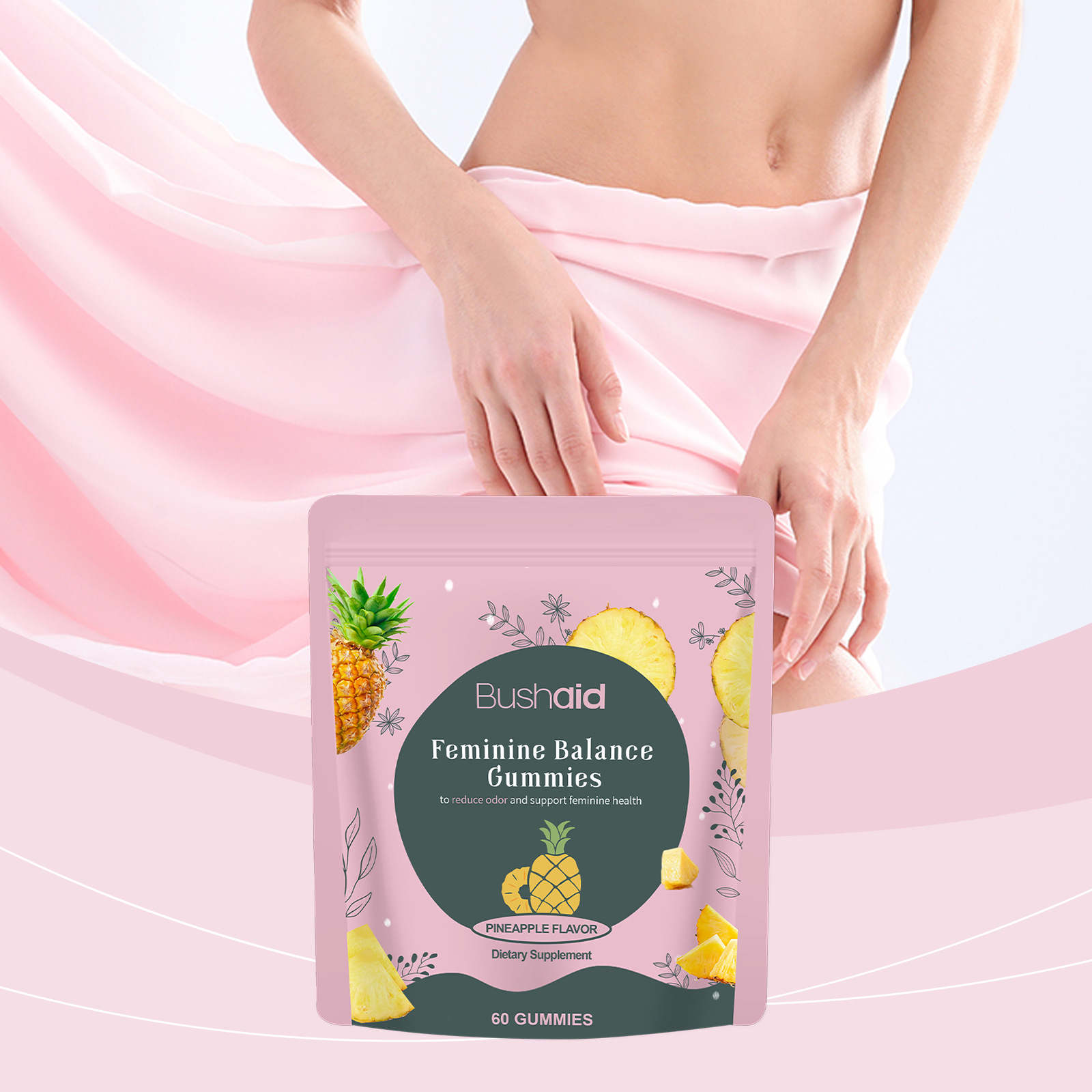 Vitamine C OEM (acide ascorbique) poudre de fruit d'ananas Lactobacillus acidophilus gommes alimentaires douces pour femmes am&eacute;lioration osseuse