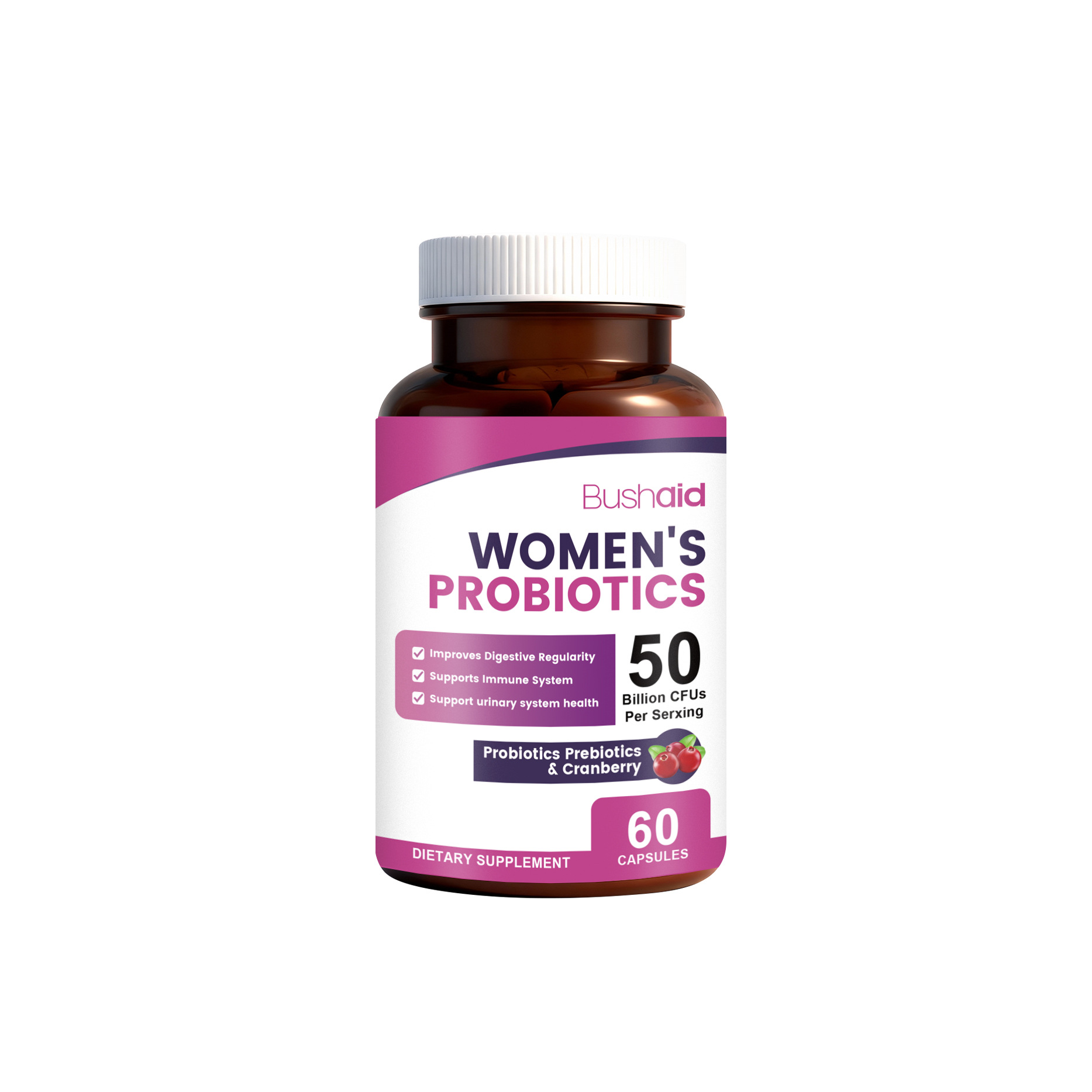 G&eacute;lules probiotiques f&eacute;minines et canneberge pour le soutien immunitaire 60 g&eacute;lules