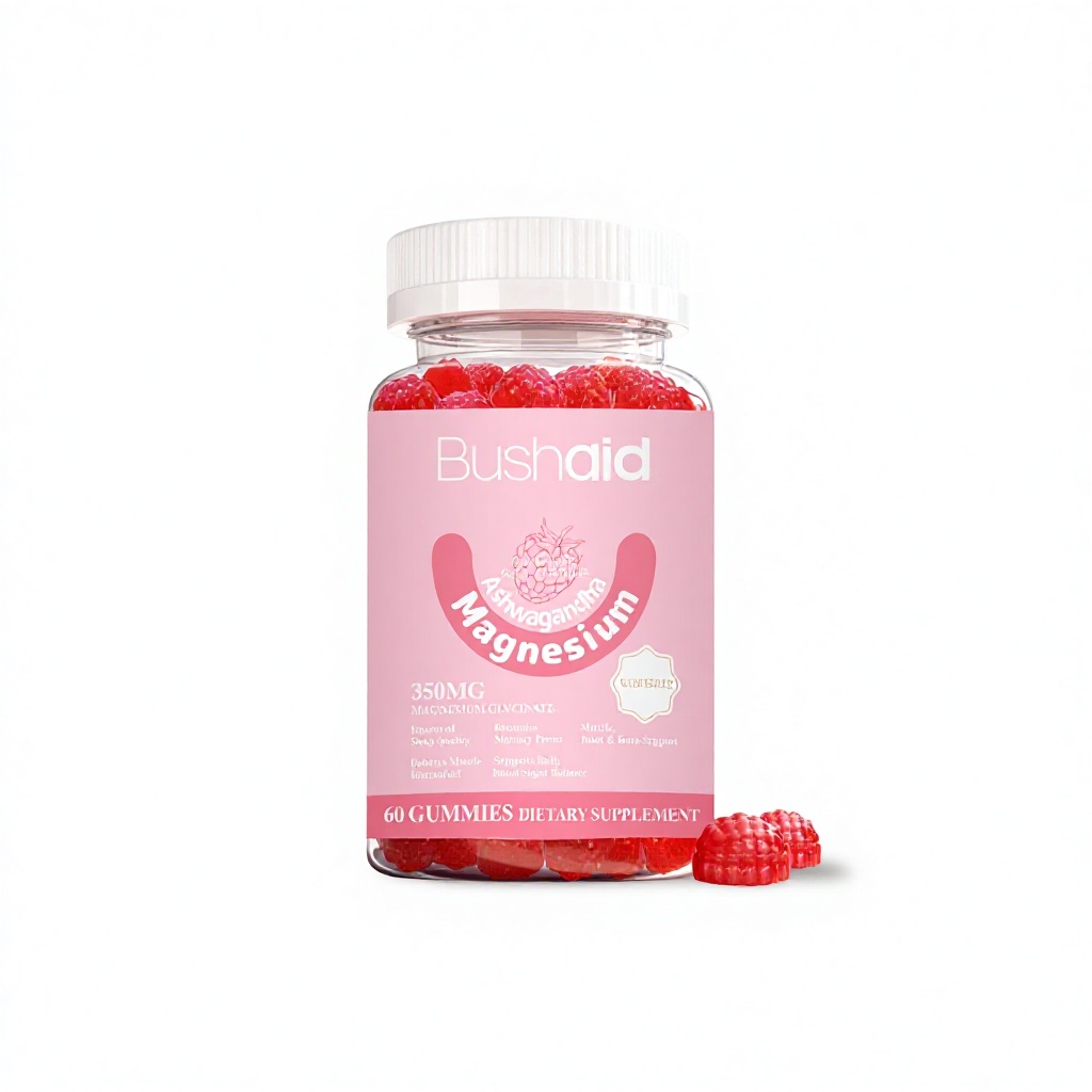 Bonbon g&eacute;lifi&eacute; au glycinate de magn&eacute;sium Bushaid, compl&eacute;ment nutritionnel pour am&eacute;liorer la m&eacute;moire et le sommeil, 60 unit&eacute;s