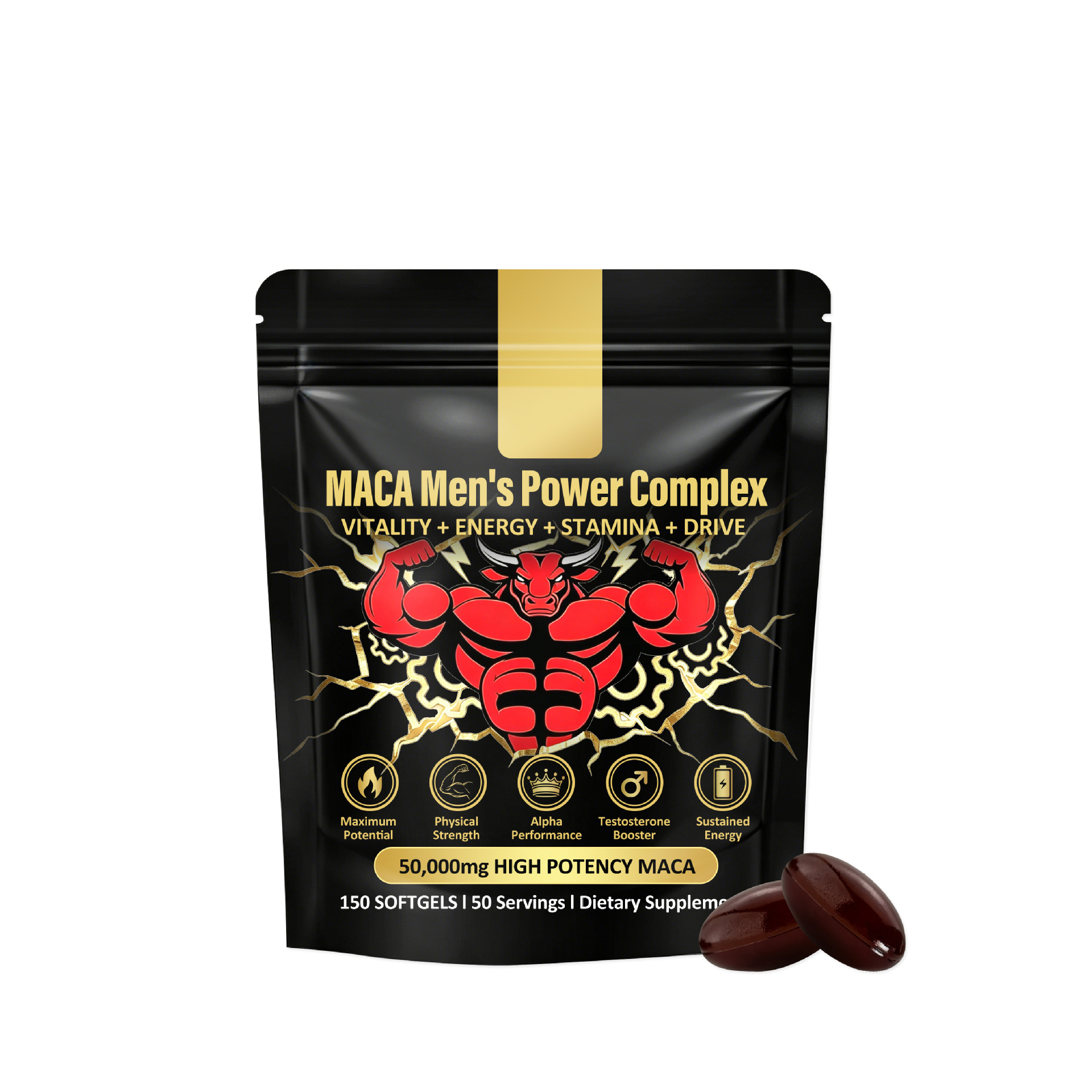 G&eacute;lules molles premium faciles &agrave; avaler avec complexe naturel de racine de maca pour une nutrition alimentaire quotidienne